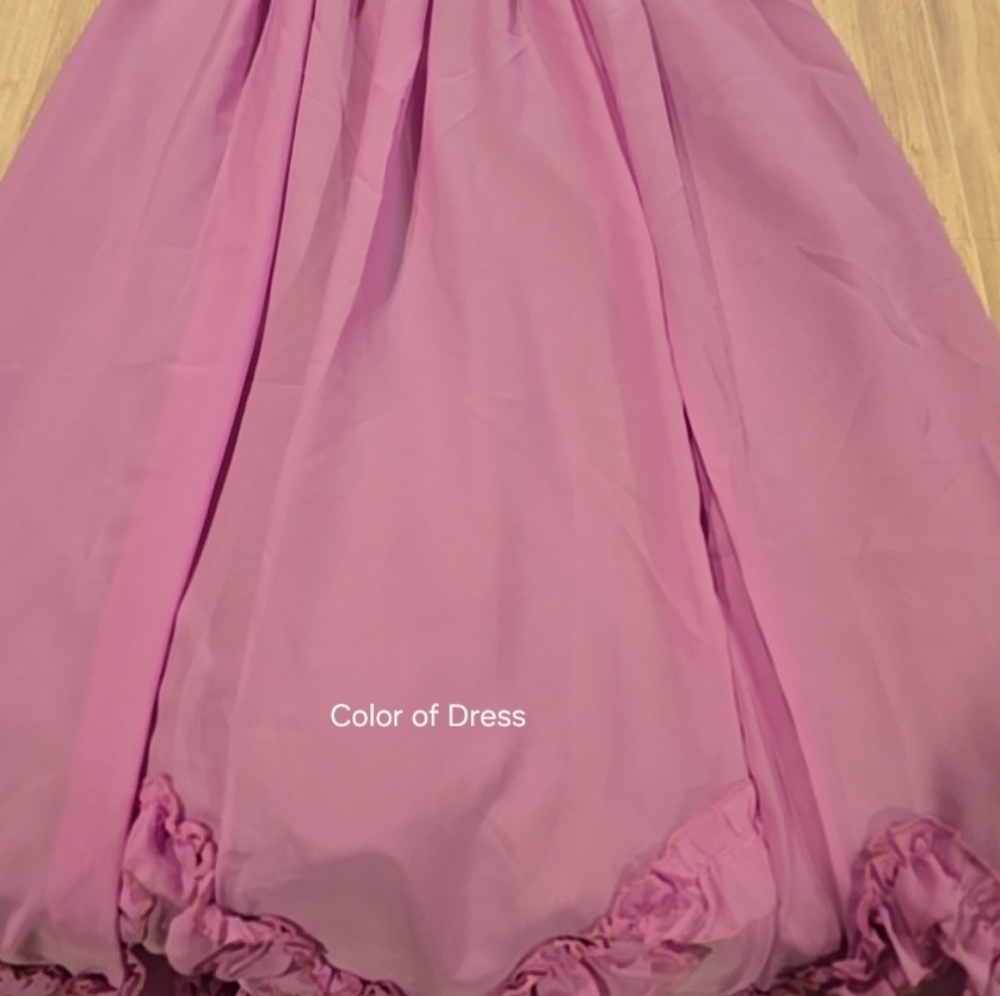 Bridal Shower Wedding Dress Aline V-neck Maxi Corset Ruffle Straps Size 8 Mauve - Picture 16 of 16